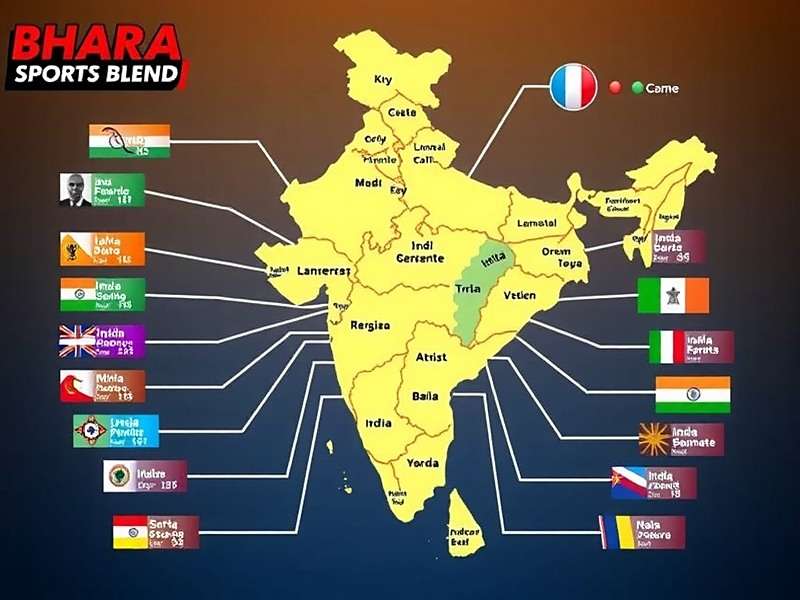 Interactive map of India in Bharat Game Blend showing all 28 regional zones