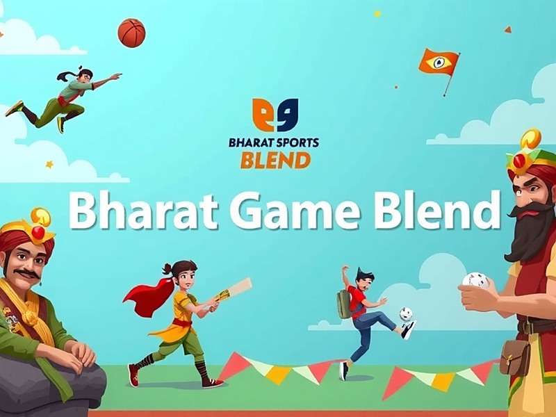 Bharat Game Blend official banner featuring Indian cultural elements and game characters