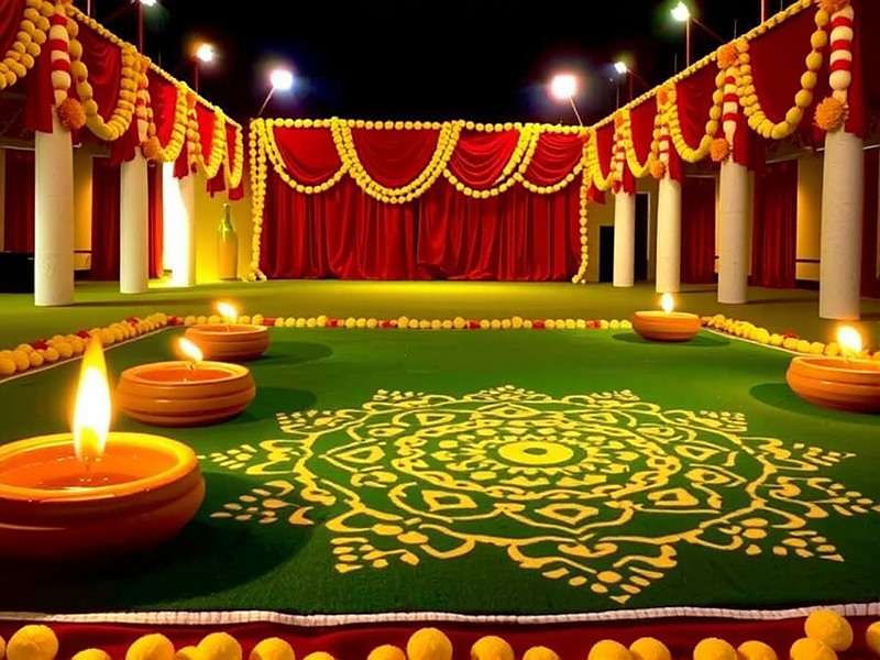 Diwali celebration in Bharat Game Blend with lit diyas, rangolis, and festive decorations